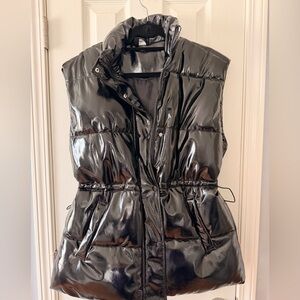 Shiny Black Puffer Vest
